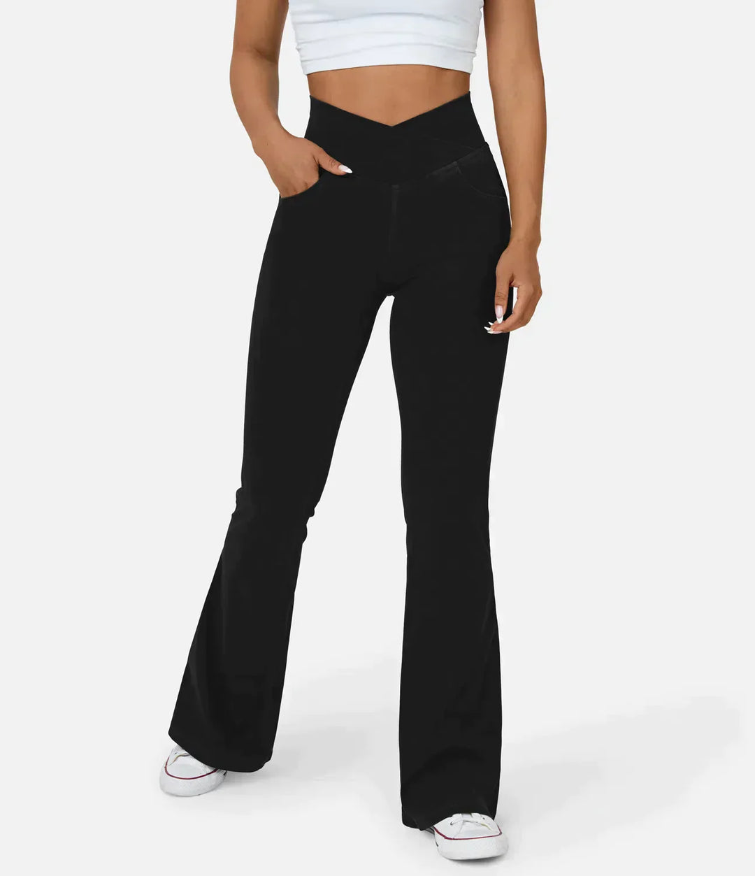 Flared Broek | V-Tailleband | Stretch en Stijlvol