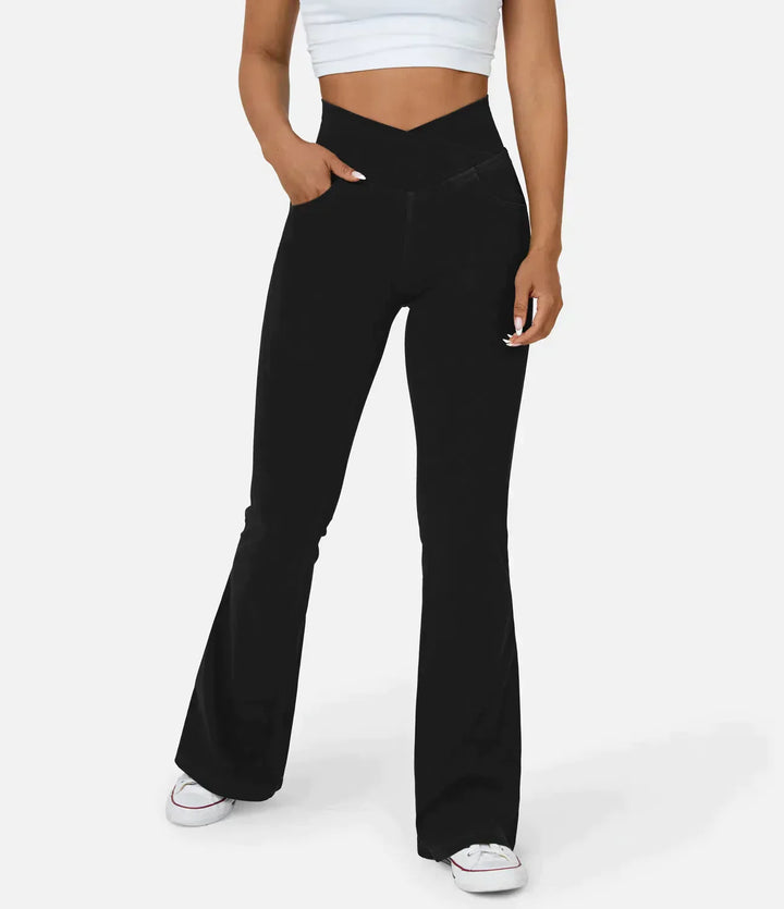 Flared Broek | V-Tailleband | Stretch en Stijlvol
