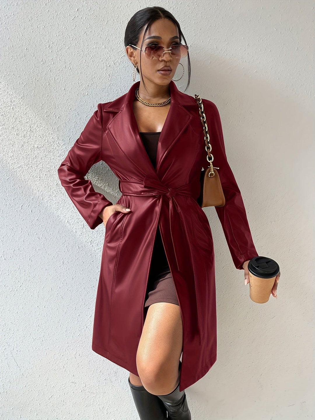 Lange PU Trenchcoat | Trendy en Chic | Statement Fashion