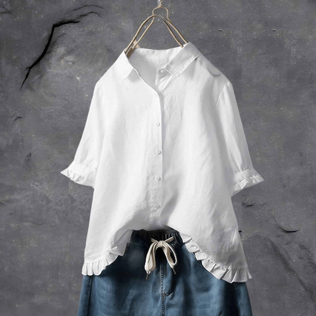 Dames Blouse | Knoopsluiting en Ruches | Luchtig en Comfortabel