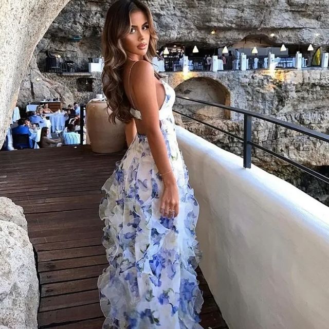 Luxe Maxi Jurk | Bloemenprint & Ruches | Elegant & Romantisch