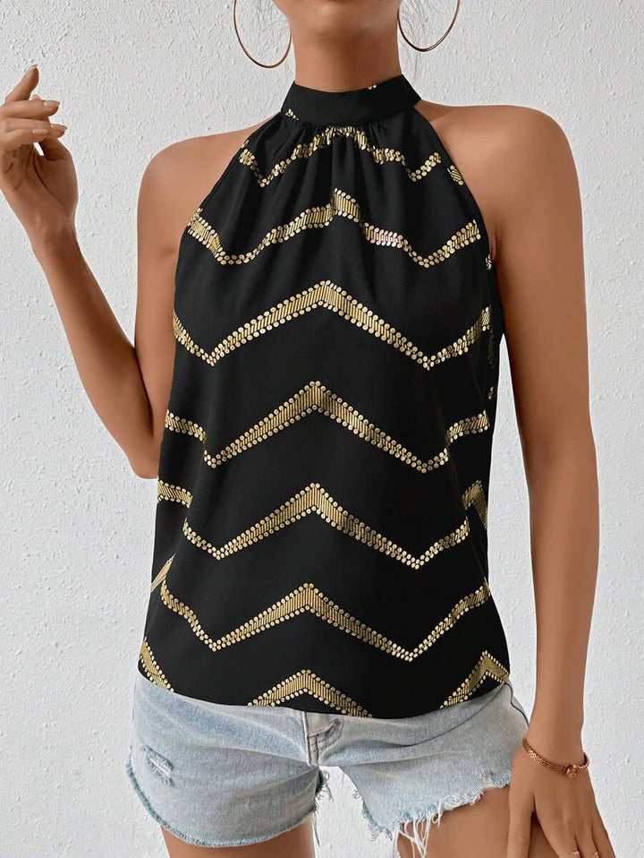 Haltertop | Metallic Print | Chic en Trendy