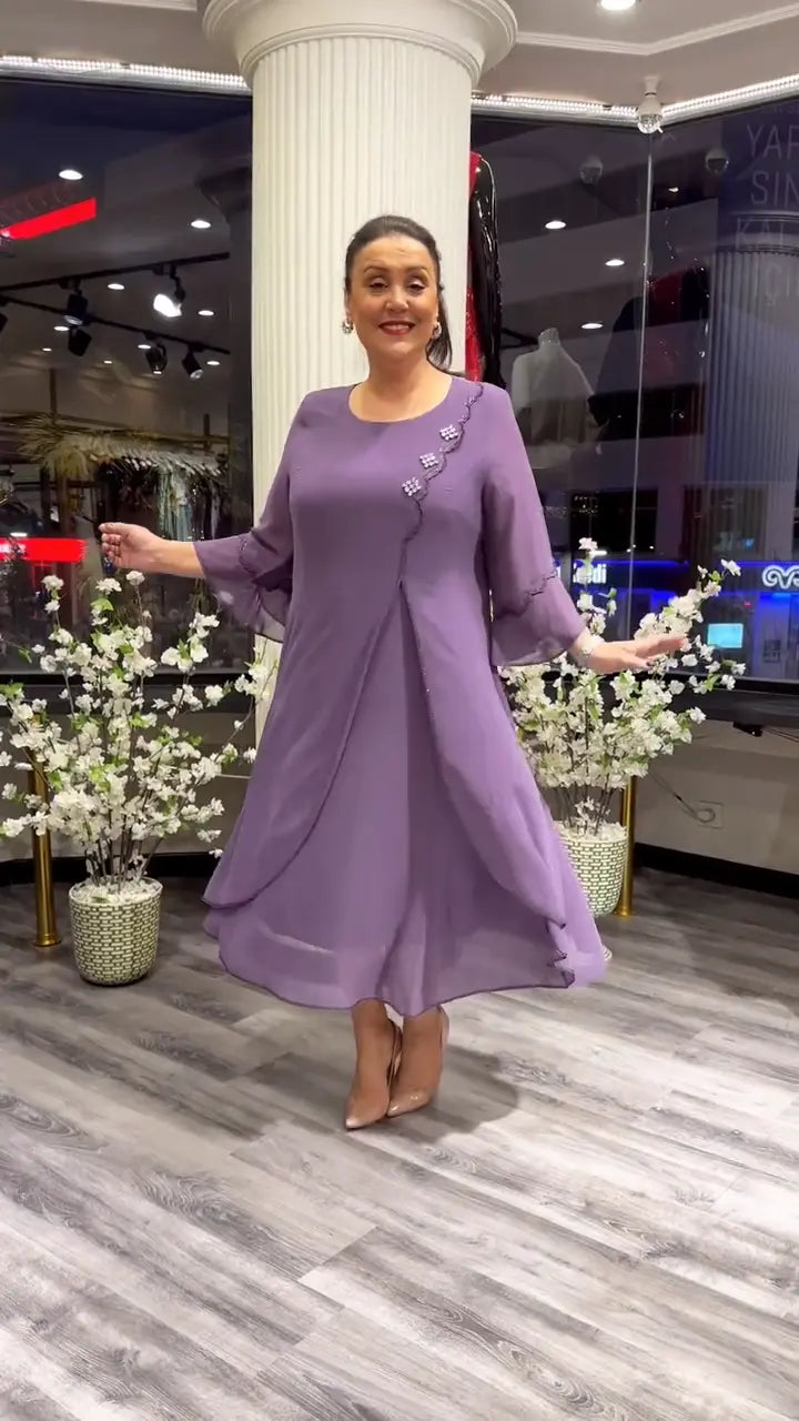 Astrid Chiffon Jurk | Effen & Losvallend | Perfect voor Zomer & Elegante Looks