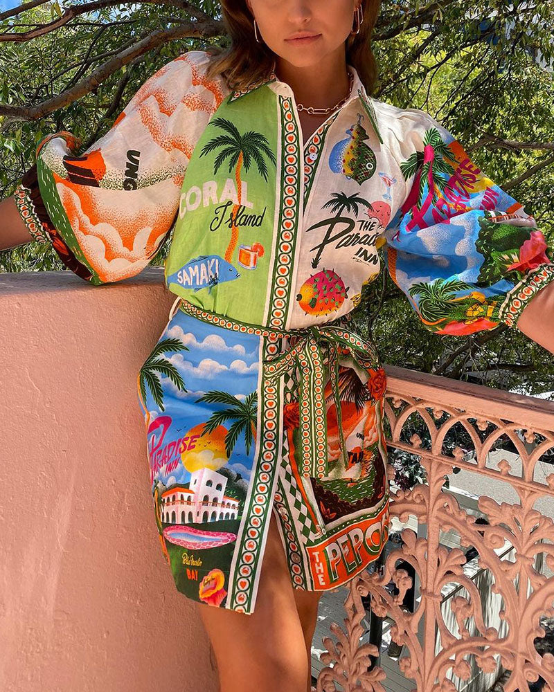 Zomerse Shirt Jurk | Speels & Kleurrijk | Met Tropische Print