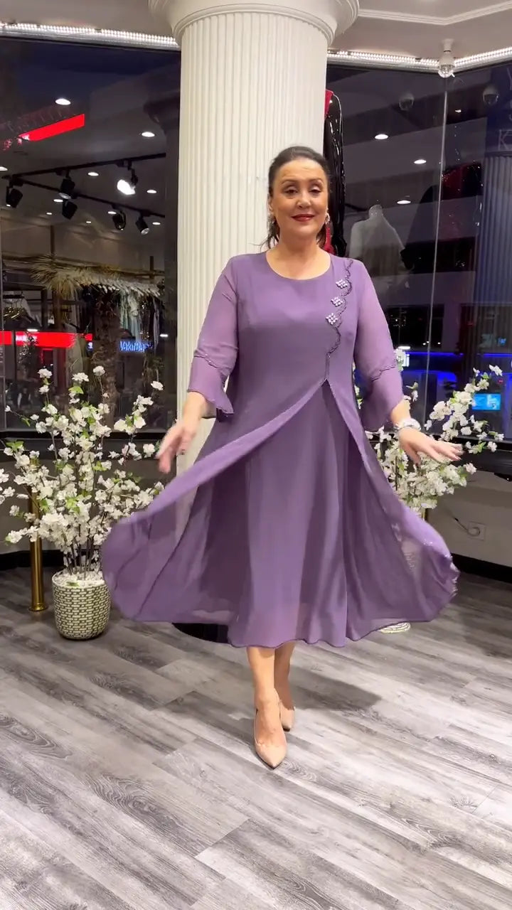 Astrid Chiffon Jurk | Effen & Losvallend | Perfect voor Zomer & Elegante Looks
