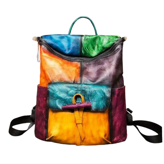 Rugzak | Patchwork PU-leer | Kleurrijk en ruim | Perfect voor dagtrips en creatieve avonturen