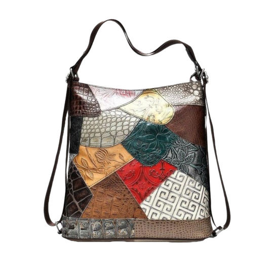 Schoudertas | Patchwork PU-leer | Ruim en kleurrijk | Ideaal voor festivals en creatieve uitstapjes