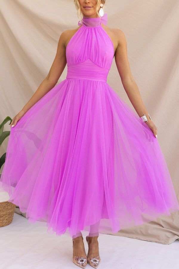 Tule Midi Jurk | Halternek | Romantisch en Elegant