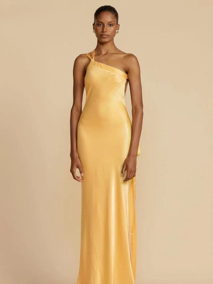 Satijnen Maxi Jurk | Elegant & Luxueus | One-Shoulder