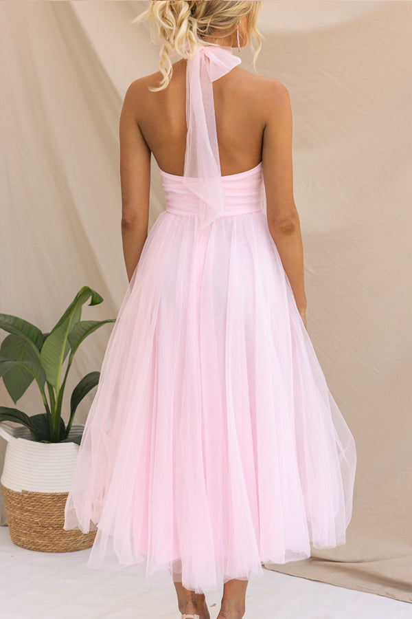 Tule Midi Jurk | Halternek | Romantisch en Elegant