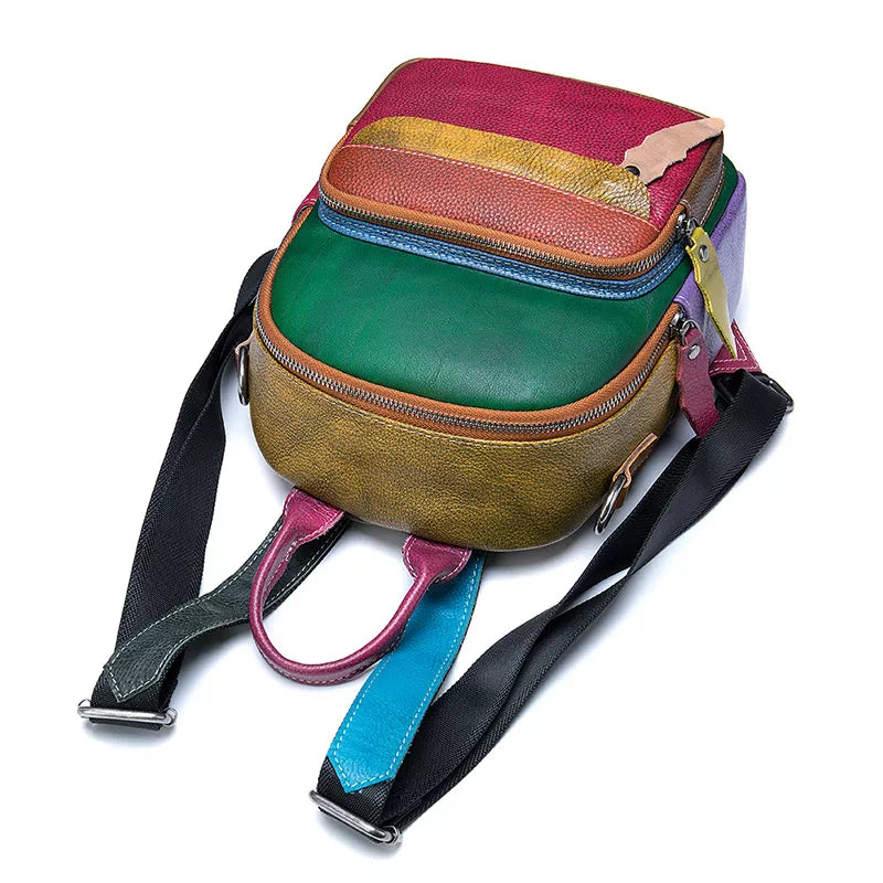 Rugzak | PU-leer patch design | Kleurrijk en compact | Ideaal voor festivals, citytrips of creatieve outfits