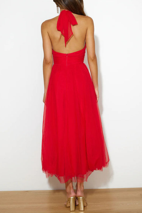 Tule Midi Jurk | Halternek | Romantisch en Elegant
