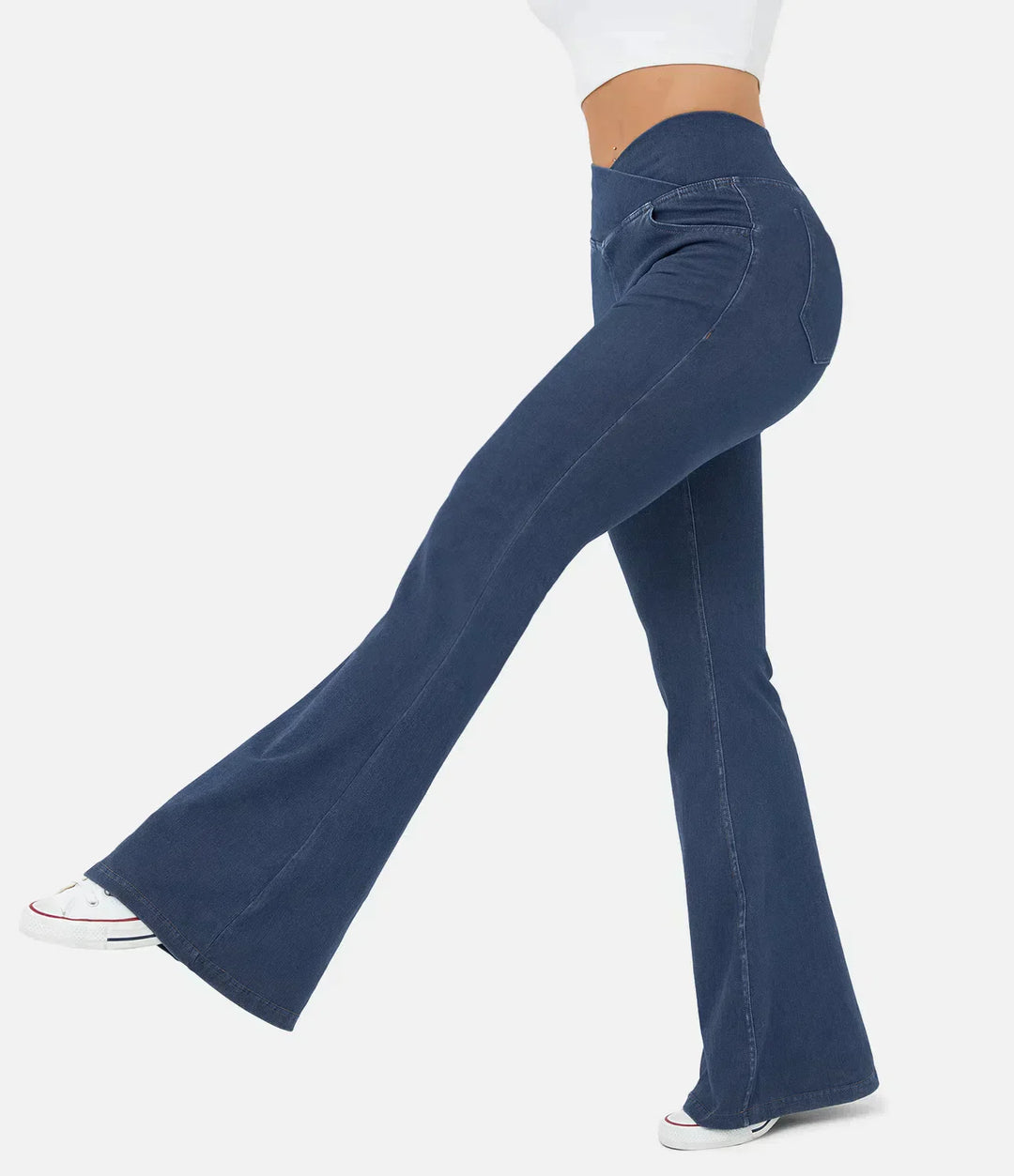 Flared Broek | V-Tailleband | Stretch en Stijlvol
