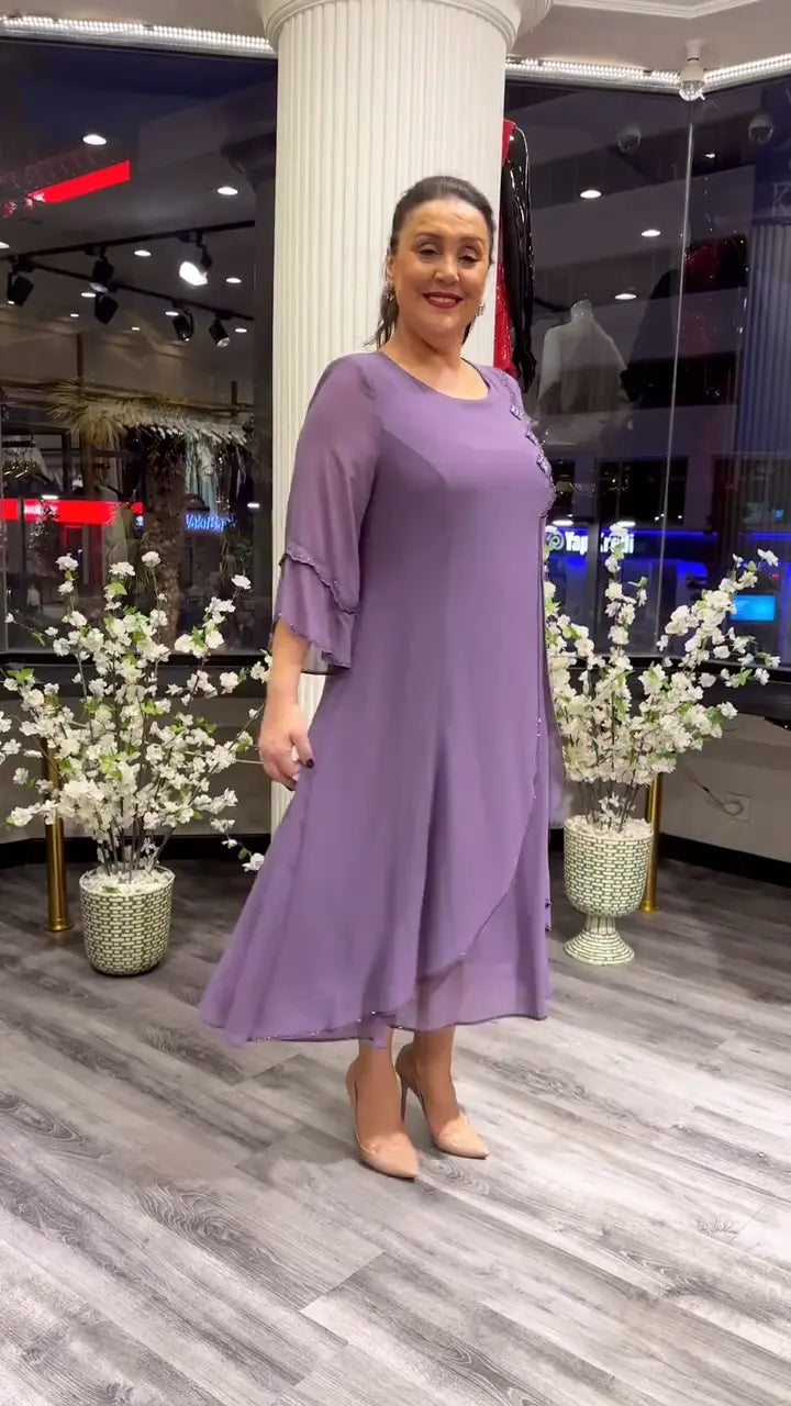 Astrid Chiffon Jurk | Effen & Losvallend | Perfect voor Zomer & Elegante Looks
