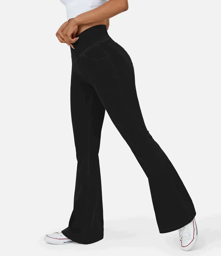Flared Broek | V-Tailleband | Stretch en Stijlvol