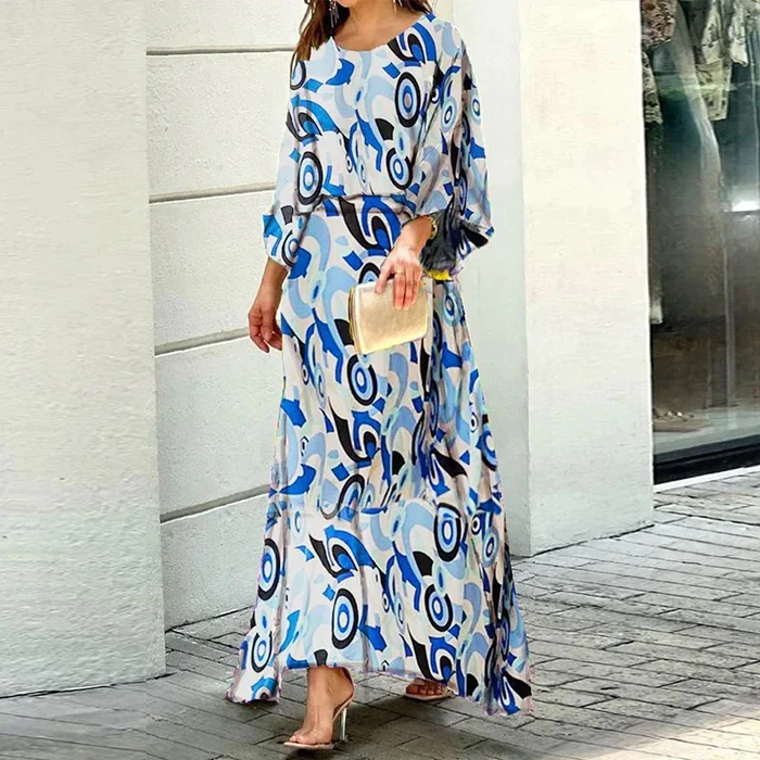 Maxi-jurk met Print | Lange Mouwen | Elegant en Stijlvol