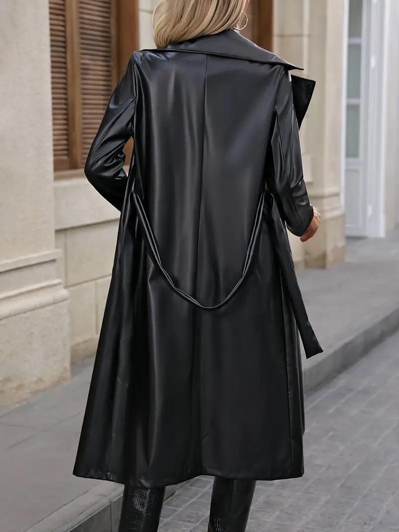 Lange Trenchcoat van Kunstleer | Luxe Look | Tijdloos & Trendy