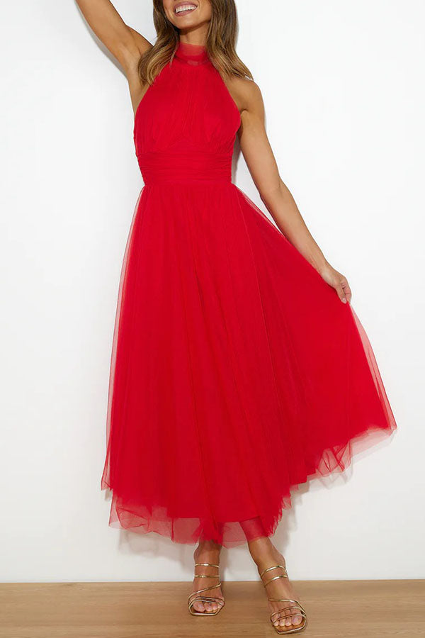Tule Midi Jurk | Halternek | Romantisch en Elegant