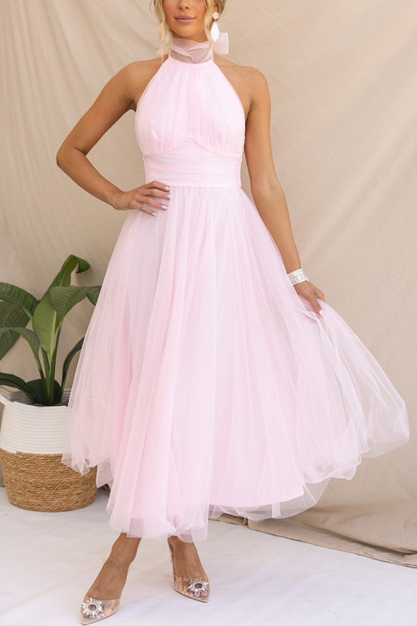 Tule Midi Jurk | Halternek | Romantisch en Elegant