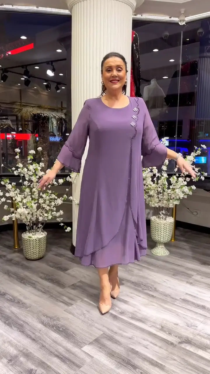 Astrid Chiffon Jurk | Effen & Losvallend | Perfect voor Zomer & Elegante Looks