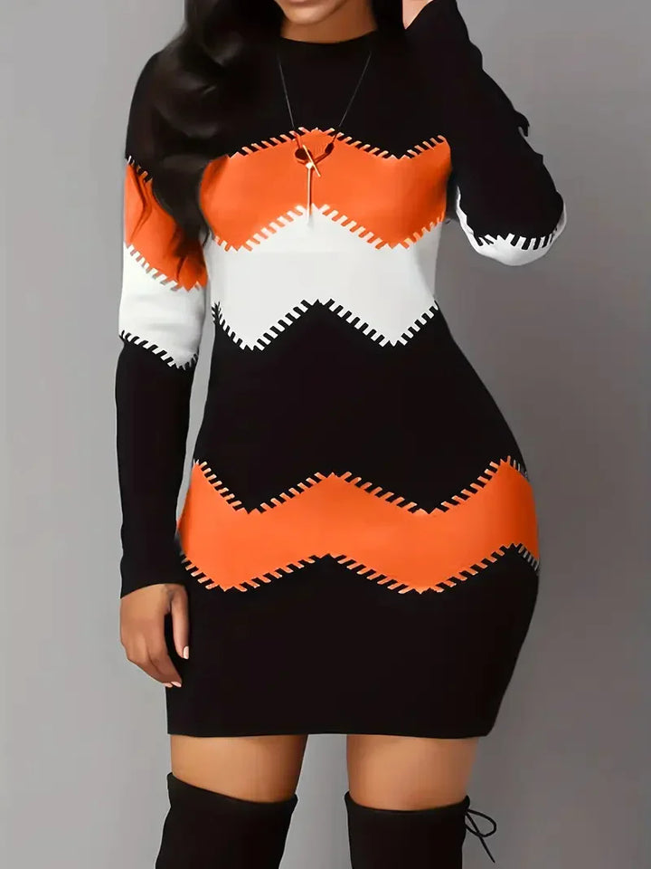Gebreide Sweaterjurk | Zigzagpatroon | Warm en Trendy