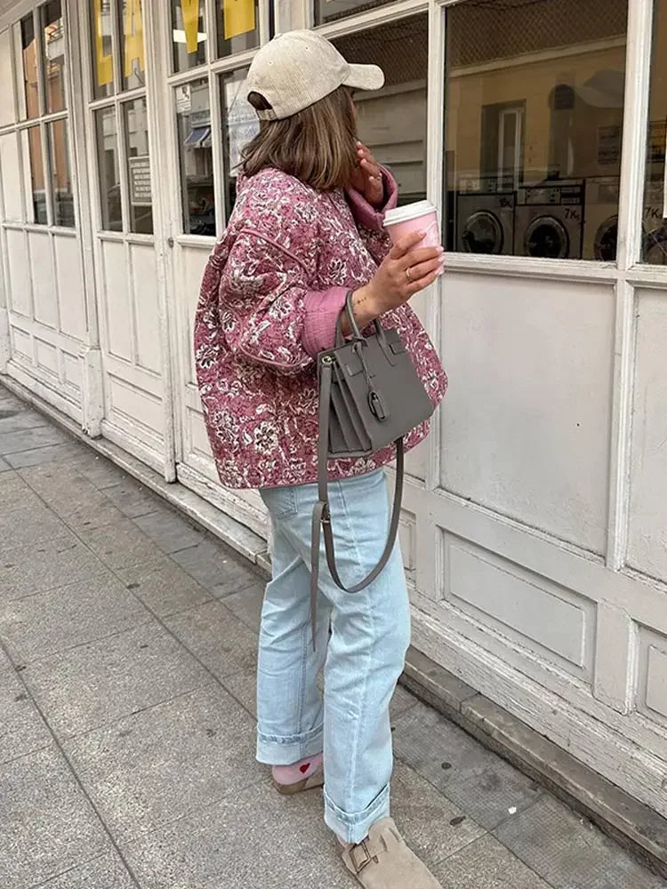 Gewatteerde Jas | Boho Bloemenprint | Warm & Stijlvol