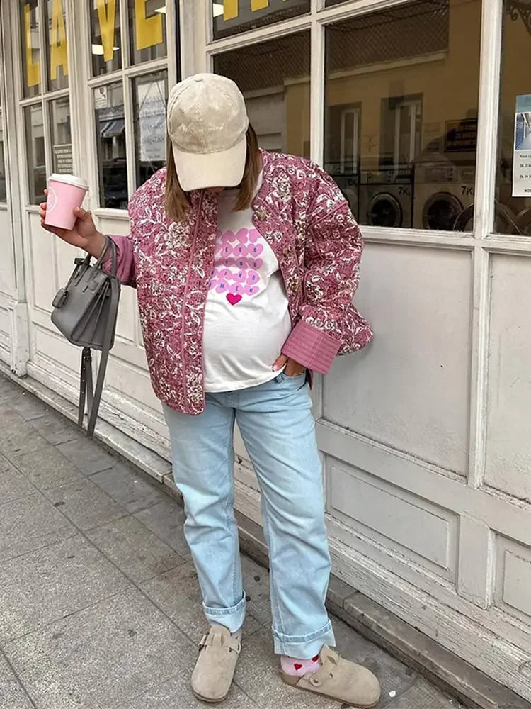 Gewatteerde Jas | Boho Bloemenprint | Warm & Stijlvol