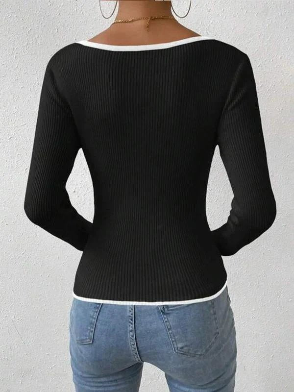 Geribbelde Top | Diepe V-hals | Elegant en Comfortabel