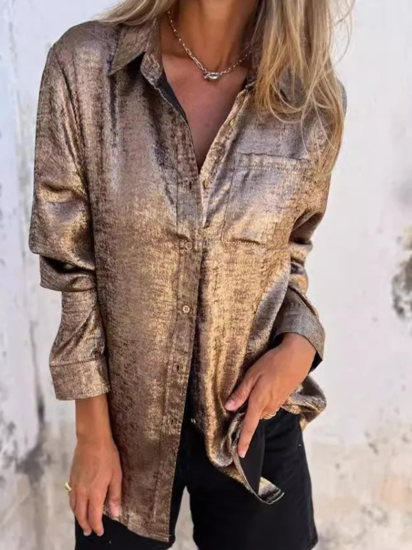 Satijnen Blouse Dames | Metallic Look | Chic en Trendy
