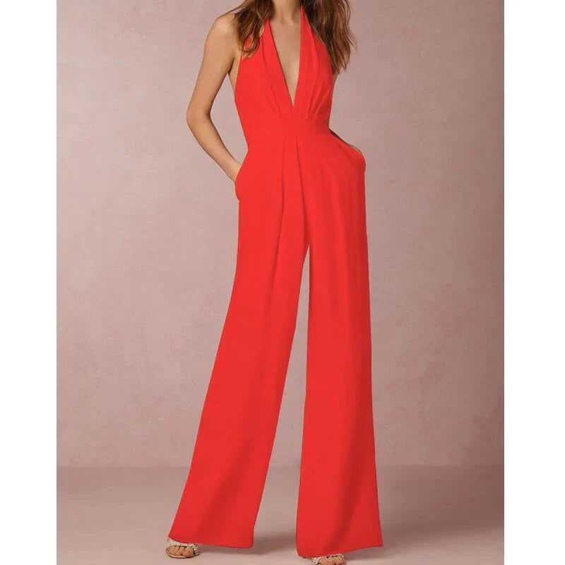 Elegante Halter Jumpsuit | Wijde Pijpen | Chic en Stijlvol