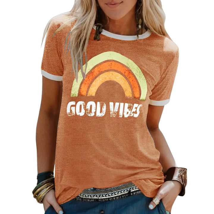 Retro T-shirt | Good Vibes Print | Comfortabel en Casual