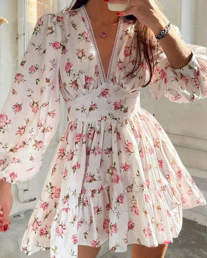 Romantische Mini Jurk | Elegant & Speels | Met Bloemenprint