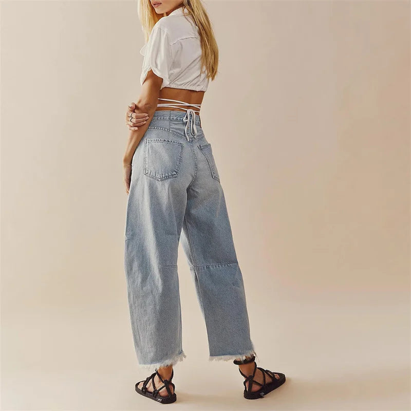 Wide Leg Jeans | Hoge Taille | Raw Edge Detail