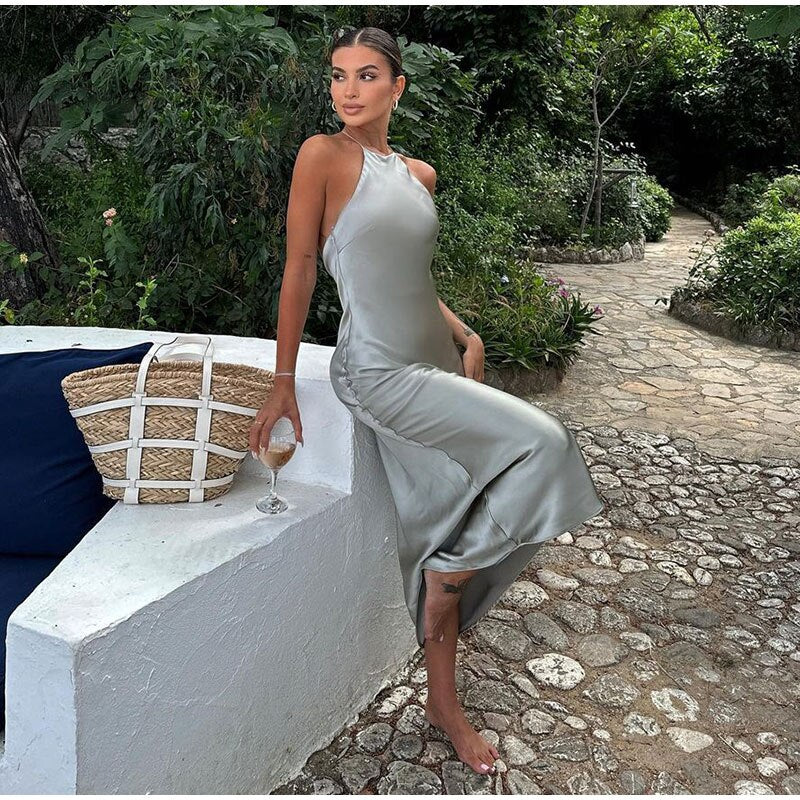 Satijnen Halterjurk | Elegant | Luxe en Stijlvol