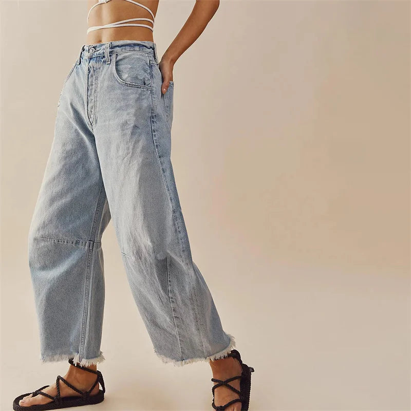Wide Leg Jeans | Hoge Taille | Raw Edge Detail