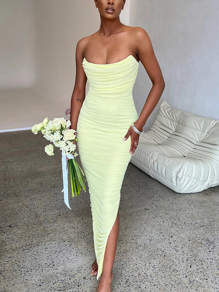 Strapless Bodycon Jurk | Ruches | Elegant en Sensueel