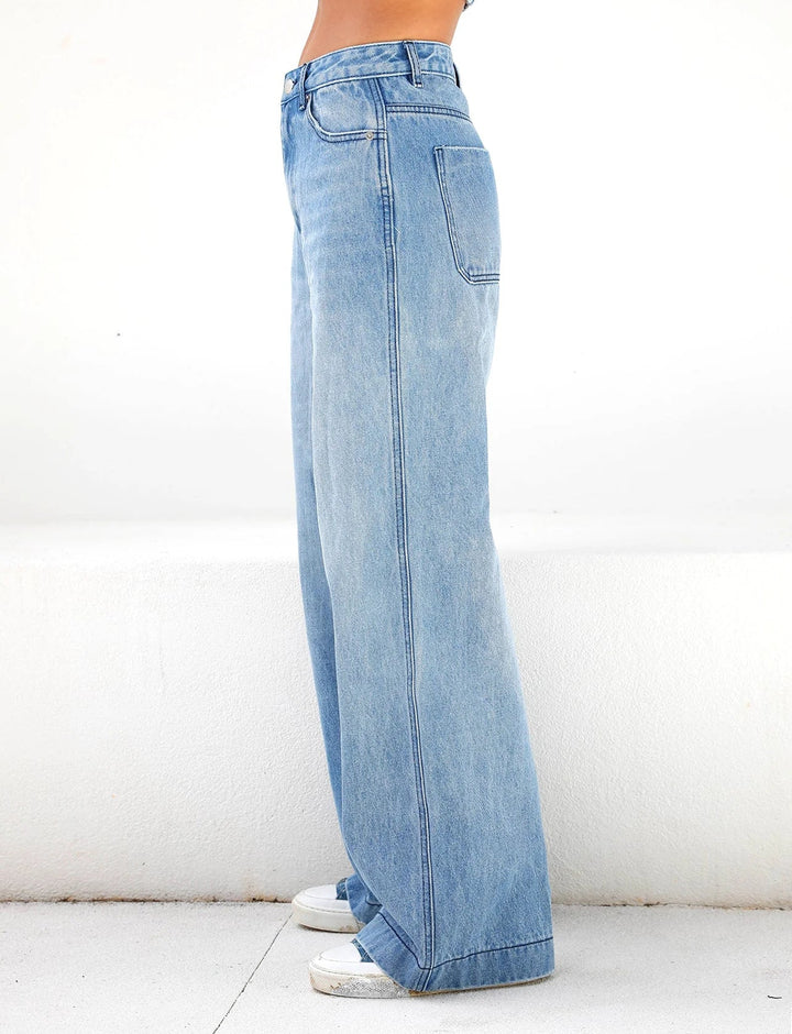 Wide Leg Jeans | Omgeslagen Taille | Trendy en Comfortabel