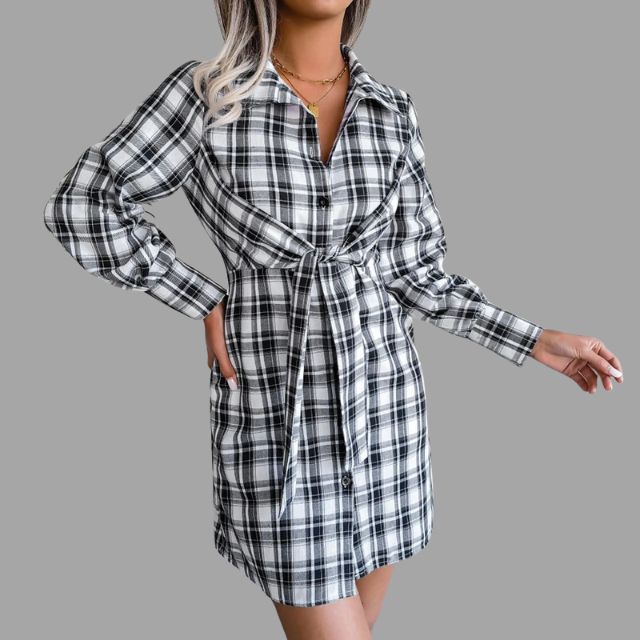 Geruite Overhemdjurk | Trendy & Comfortabel | Strikceintuur