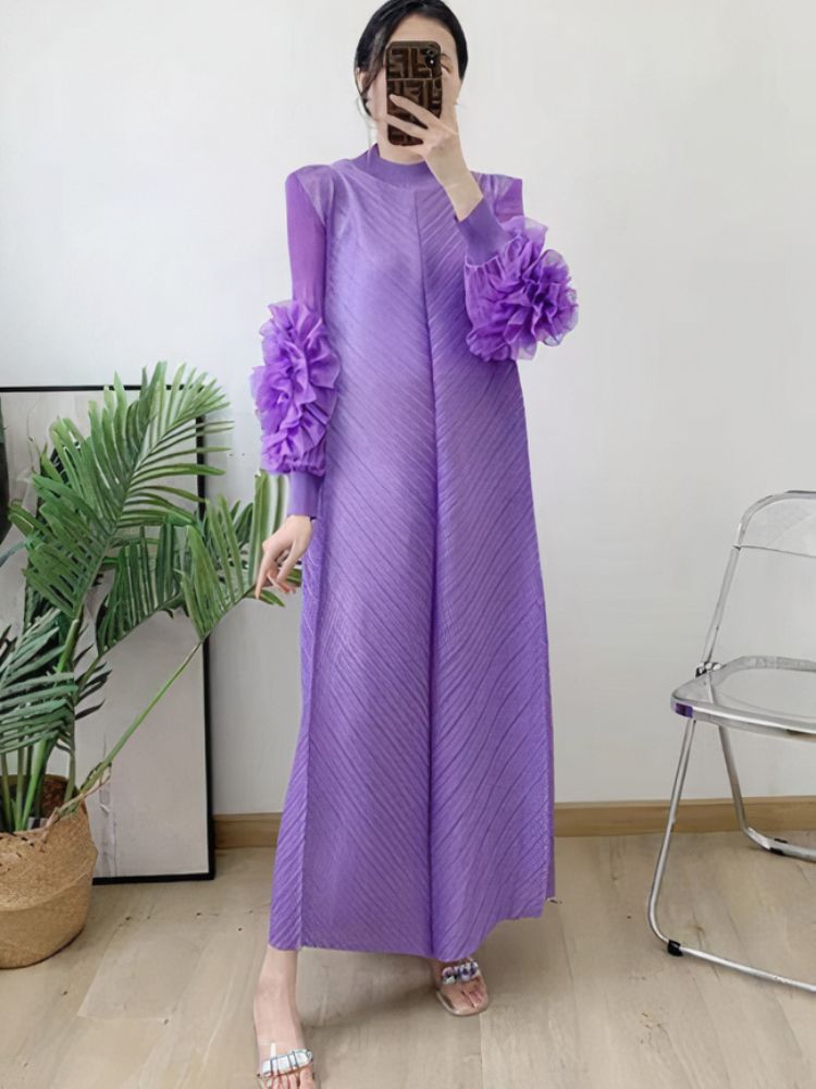 Elegante Maxi-Jurk | Chiffon | Ruches op Mouwen