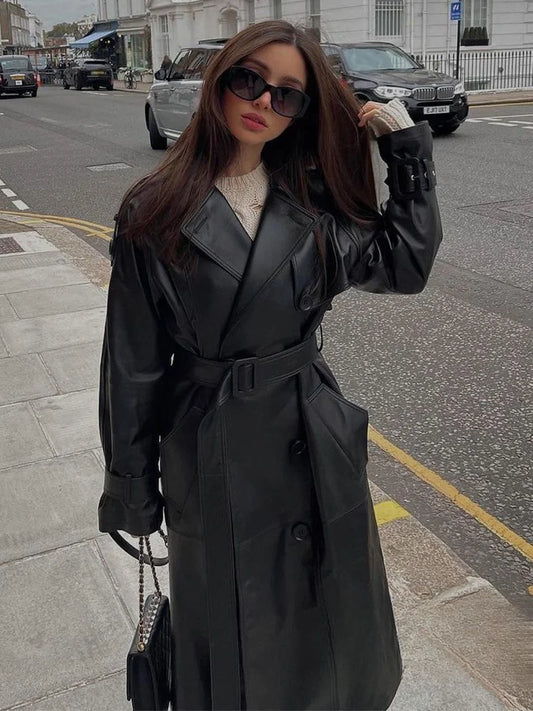 Leren Trenchcoat | Stijlvol & Edgy | Perfect voor Tussenseizoenen