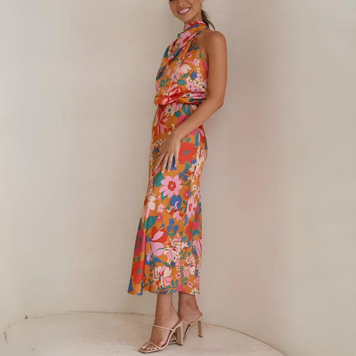 Satijnen Midi-jurk | Halterhals | Elegant en Stijlvol