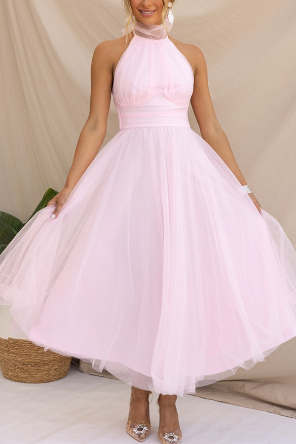 Tule Midi Jurk | Halternek | Romantisch en Elegant