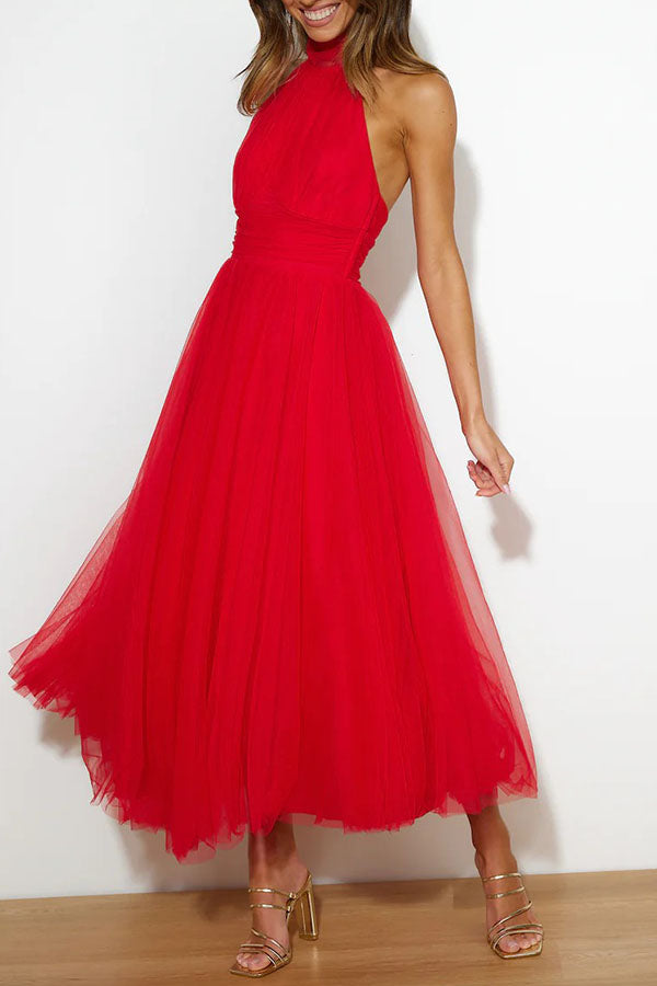 Tule Midi Jurk | Halternek | Romantisch en Elegant