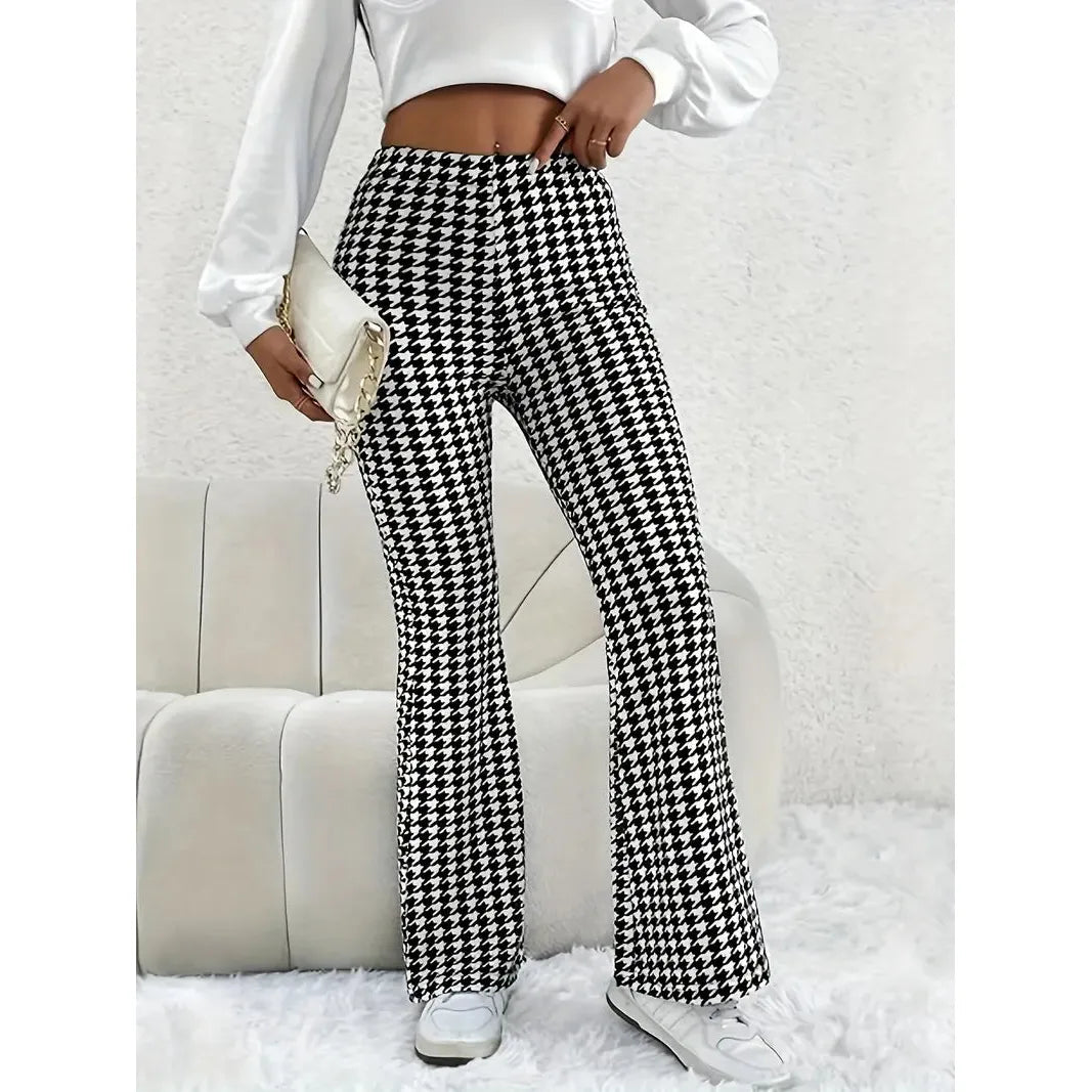 Flared Broek | Pied-de-poule | Trendy en Comfortabel