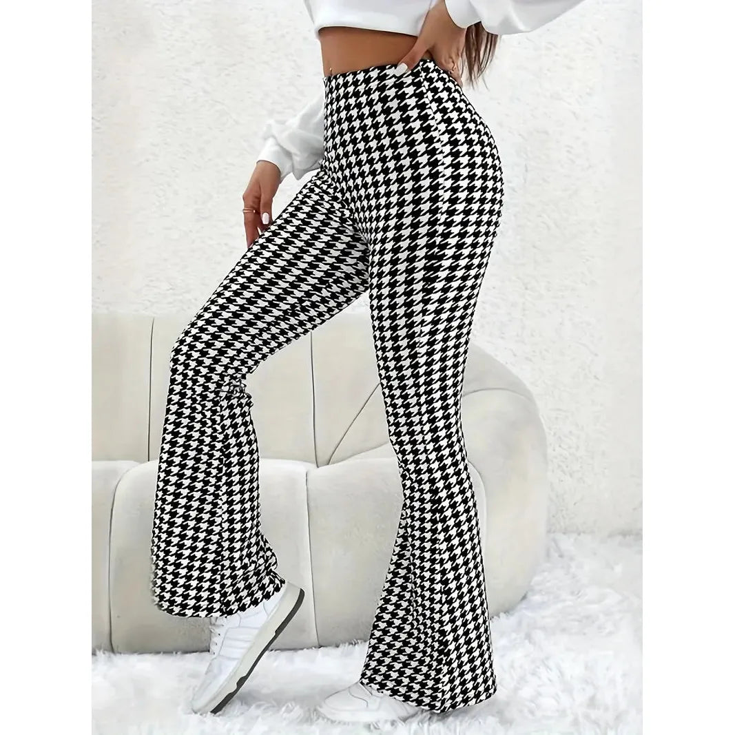 Flared Broek | Pied-de-poule | Trendy en Comfortabel