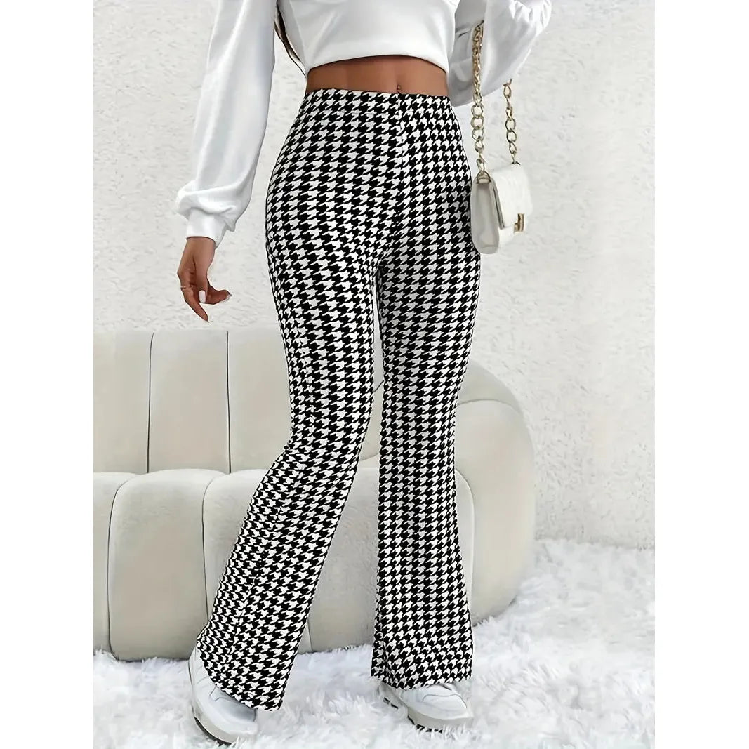 Flared Broek | Pied-de-poule | Trendy en Comfortabel