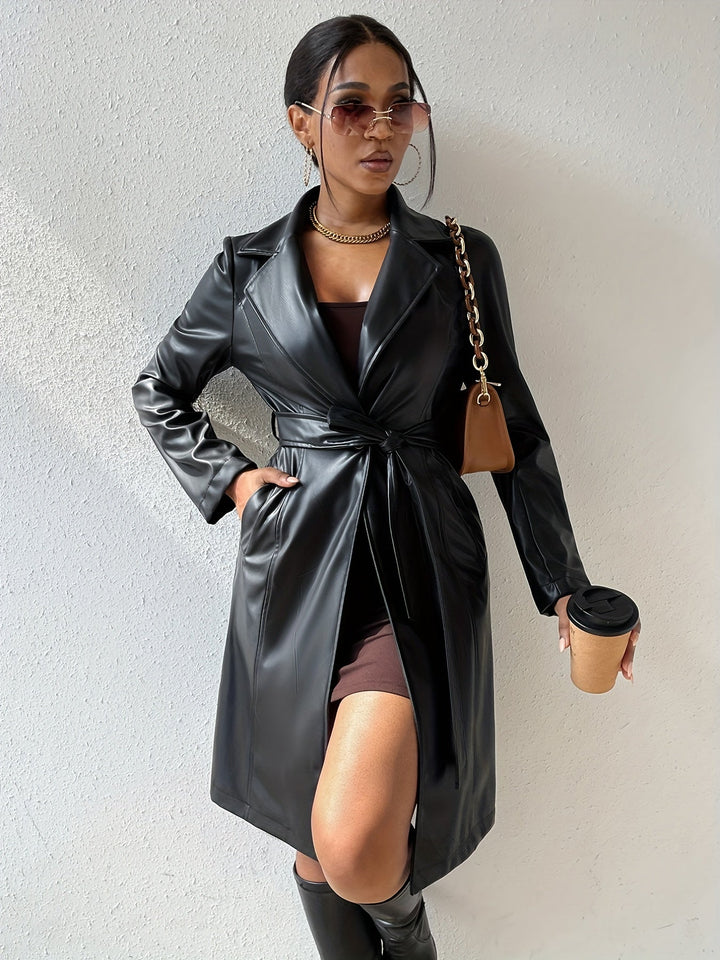 Lange PU Trenchcoat | Trendy en Chic | Statement Fashion
