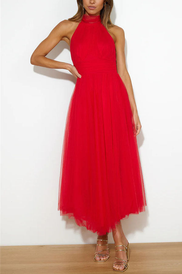 Tule Midi Jurk | Halternek | Romantisch en Elegant