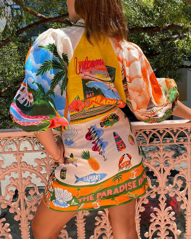 Zomerse Shirt Jurk | Speels & Kleurrijk | Met Tropische Print