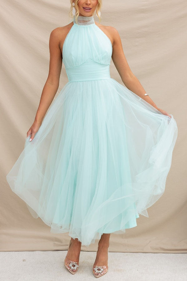 Tule Midi Jurk | Halternek | Romantisch en Elegant